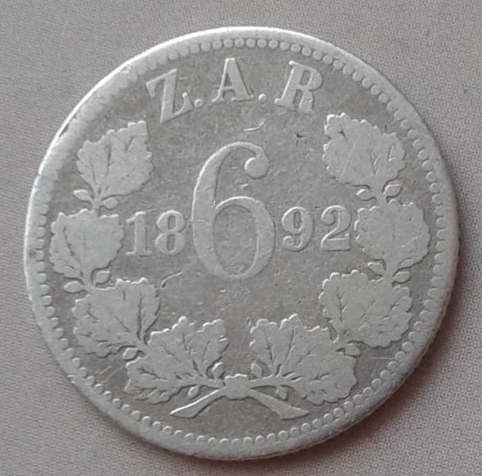 1892 ZAR Kruger silver sixpence (Filler) low mintage