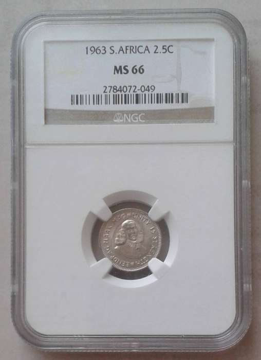 1963 Republic uncirculated silver 2 1/2c NGC MS66 (low mintage)