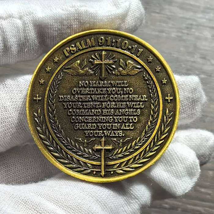 Archangel Michael protection coin with inspirational bible verse - (40mm)