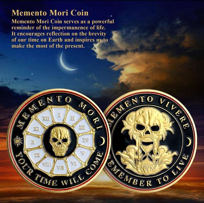 Memento Mori Stoic novelty coin - Remember To Live (40mm)
