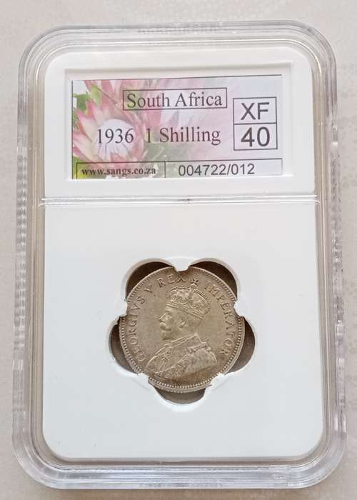 Nice 1936 union silver shilling SANGS XF40