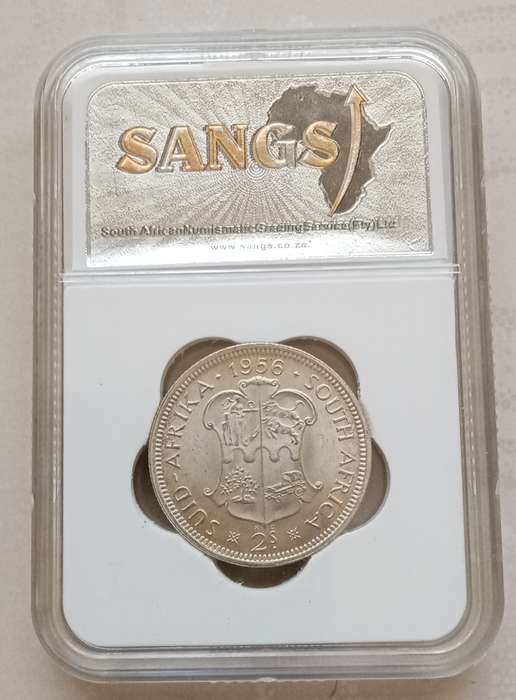 1956 Union silver 2 Shillings SANGS MS61 (Mint State)