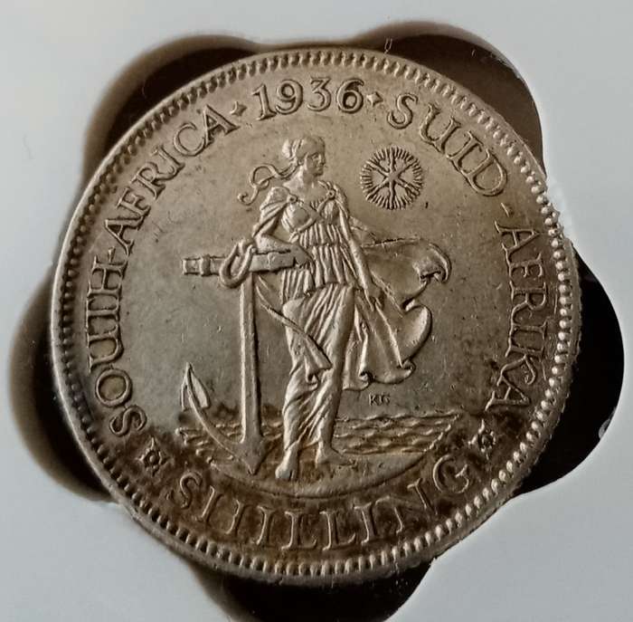 Nice 1936 union silver shilling SANGS XF40