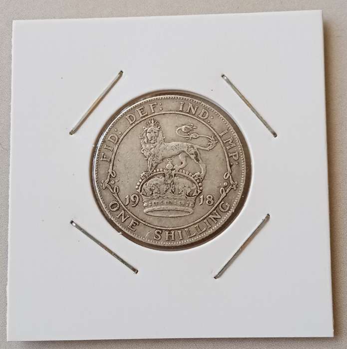 1918 British sterling silver shilling