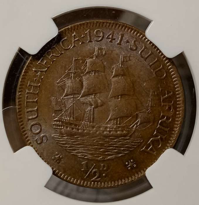1941 Union 1/2 penny NGC MS63 BN
