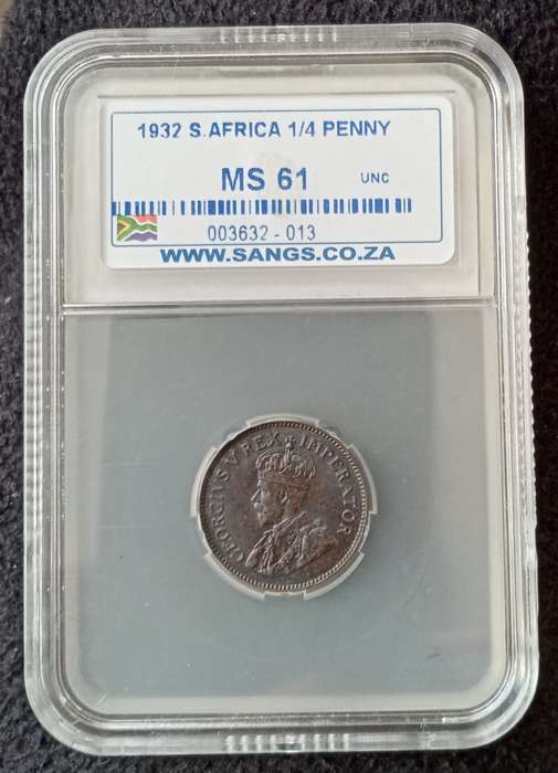 Lower mintage 1932 Union 1/4 Penny SANGS MS61