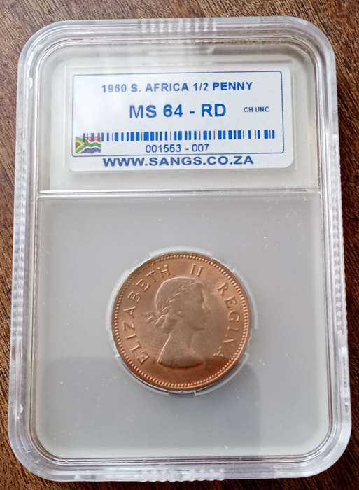1960 Union 1/2 penny SANGS MS64 RD