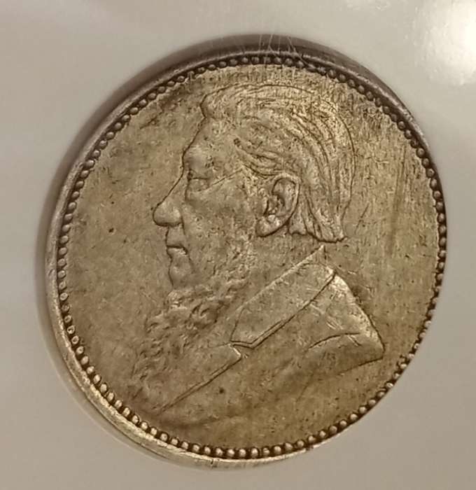 1894 ZAR Kruger silver tickey NGC AU50