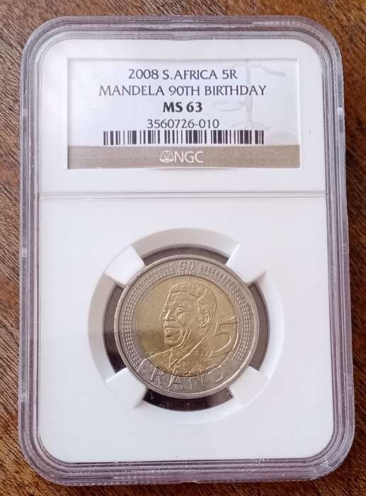 2008 Mandela 90th bday R5 NGC MS63