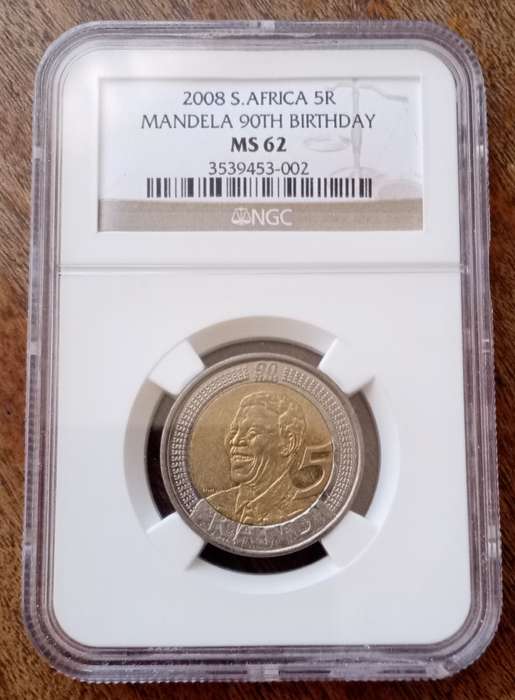 2008 Mandela 90th bday R5 NGC MS62