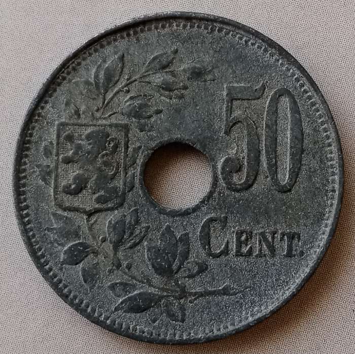 1918 Belgium 50 Cent (WWI German Occupation Coinage)