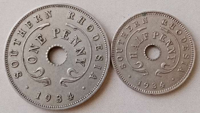 1934 Southern Rhodesia penny & half penny set