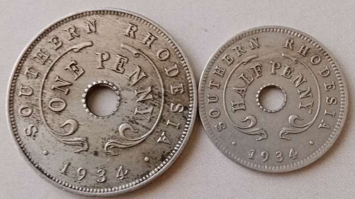 1934 Southern Rhodesia penny & half penny set.