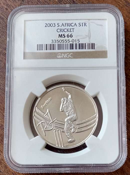 Scarce 2003 Cricket silver R1 NGC MS66 (mintage: 447)