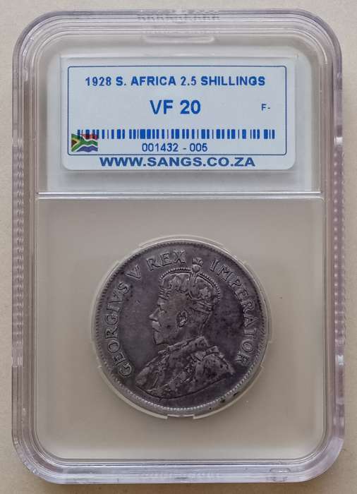 1928 Union silver 2 1/2 Shillings SANGS VF20