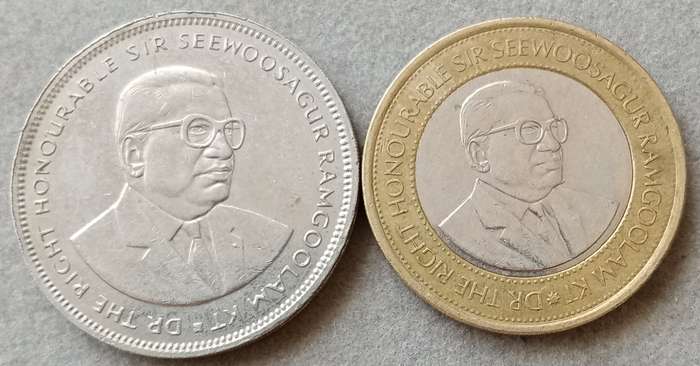 1992 Mauritius 5 Rupees & 2007 20 Rupees