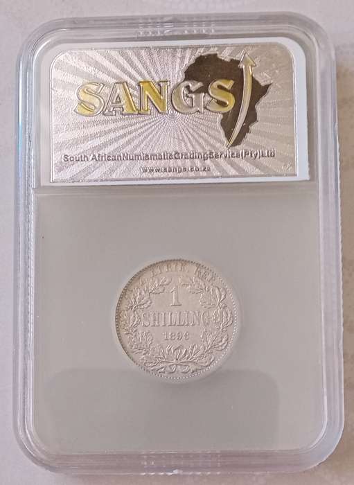 Nice 1896 ZAR Kruger silver shilling SANGS XF45