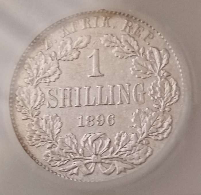 Nice 1896 ZAR Kruger silver shilling SANGS XF45