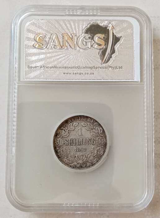1892 ZAR Kruger silver shilling SANGS VF20