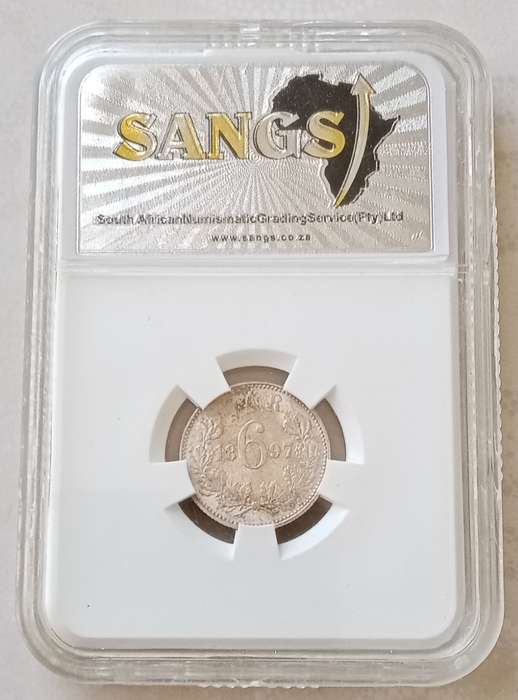 1897 ZAR Kruger silver sixpence SANGS MS60