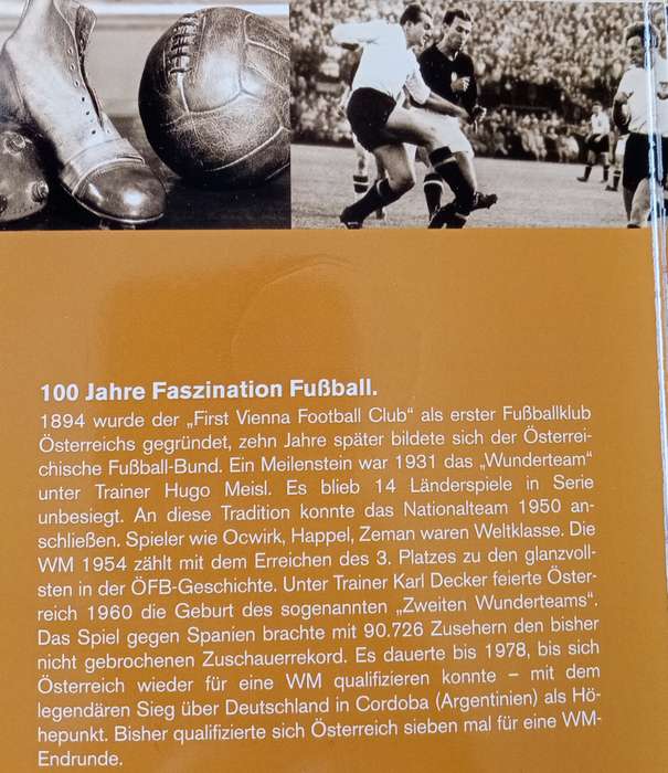 2004 Austria brilliant uncirculated silver 5 Euro in blister pack (Football)