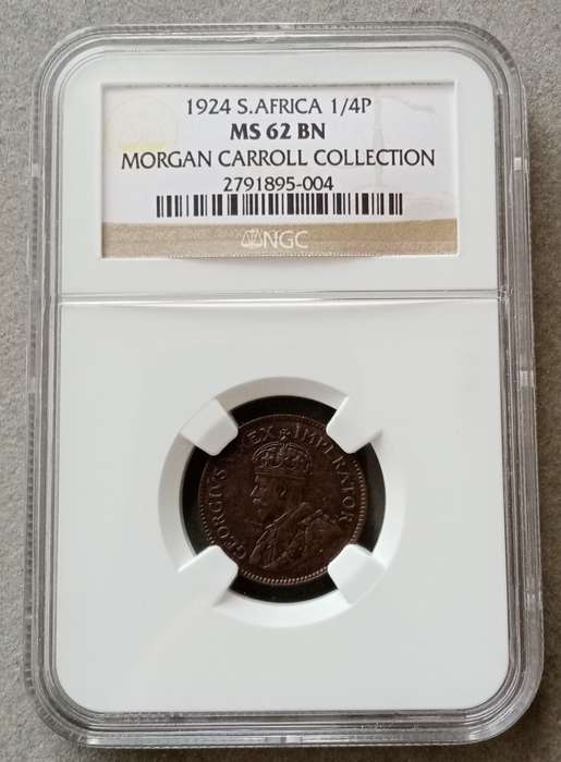 Lower mintage 1924 Union 1/4 Penny NGC MS62 BN
