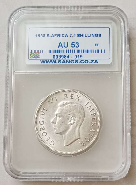 1938 Union silver 2 1/2 Shillings SANGS AU53
