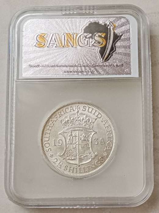 1938 Union silver 2 1/2 Shillings SANGS AU53