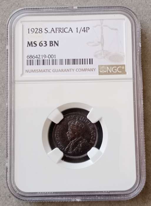 Lower mintage 1928 union 1/4 Penny NGC MS63 BN