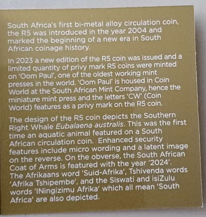 2024 Oom Paul Mintmark proof R5 in box with c.o.a