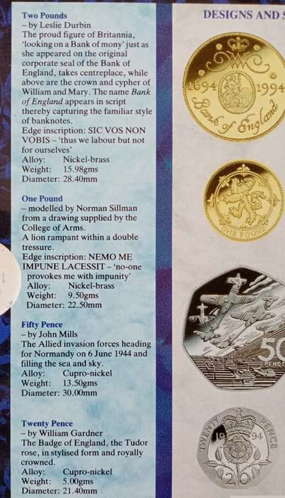 1994 United Kingdom brilliant uncirculated 8 coin set in folder