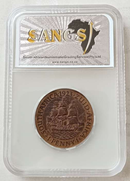Scarcer 1923 union red penny SANGS VF25