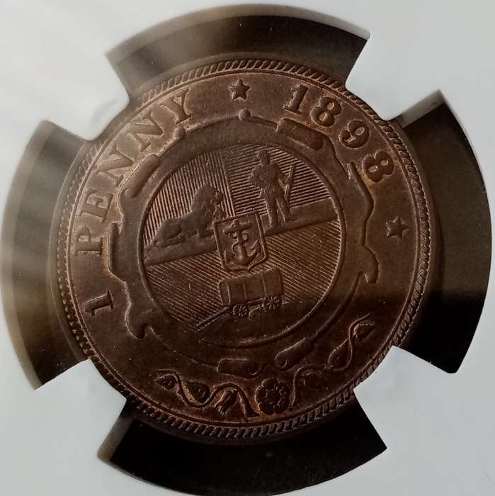 Nice 1898 ZAR Kruger penny SANGS MS61