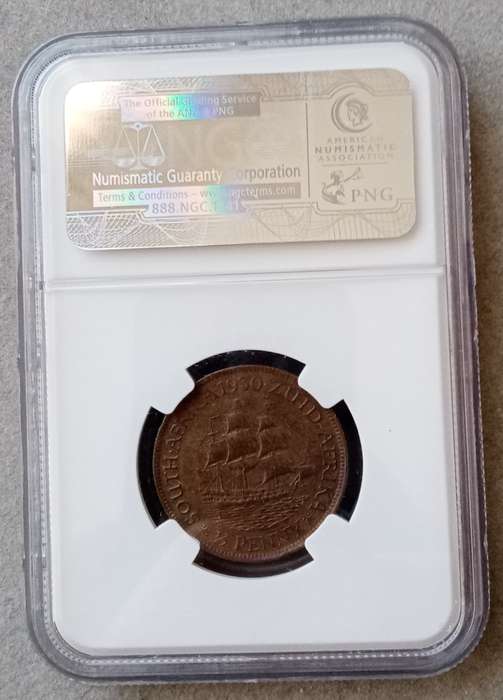 High grade 1930 union 1/2 Penny NGC AU58 BN (Kleynhans Collection)