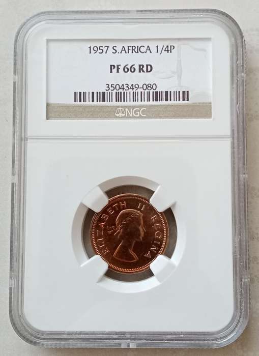 Nice 1957 union proof 1/4 Penny NGC PF66 RD (mintage: 1130)