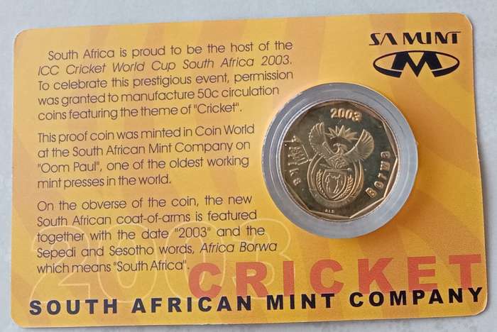 Scarce 2003 error cricket 50c in card minted in Coin World (low mintage)