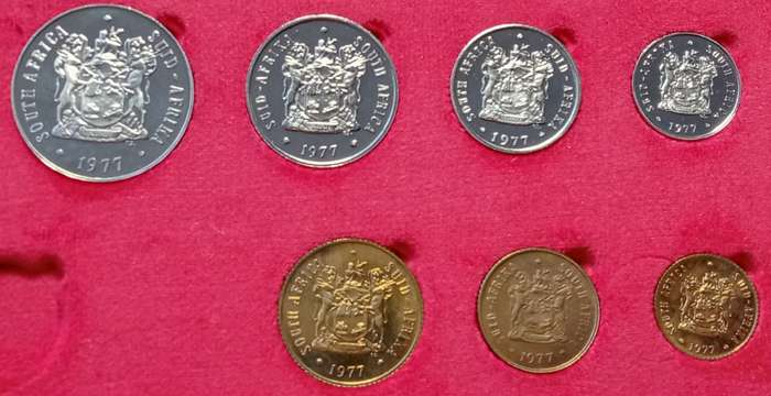 1977 Partial proof set in red box,