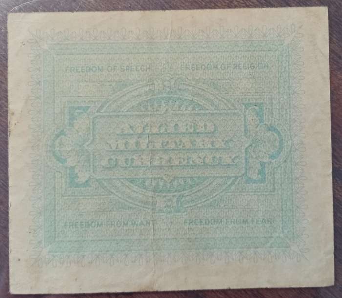 1943 WW2 Italy 1/5/10 Lire note set in plasic sleeve (Allied Military Currency)