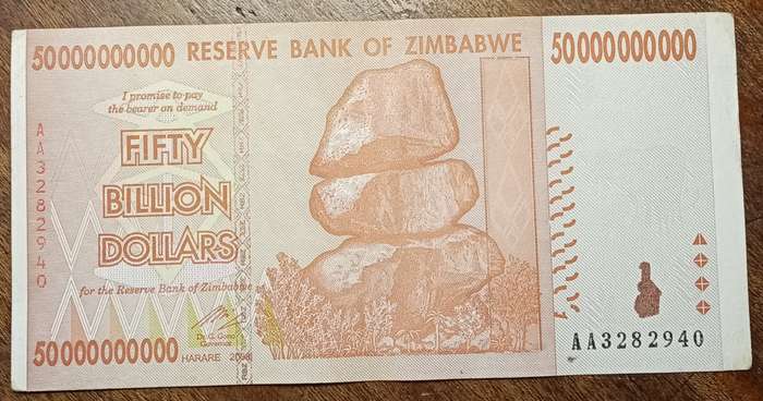 Decent 2008 Zimbabwe 50 Billion dollars