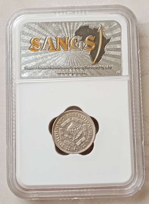 1933 Union silver sixpence SANGS AU58