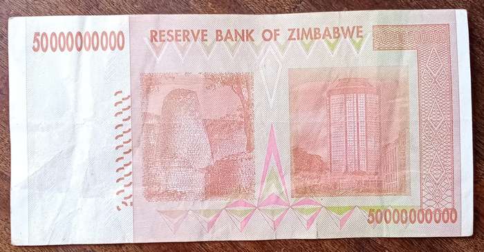 2008 Reserve Bank of Zimbabwe 50 Billion dollars.