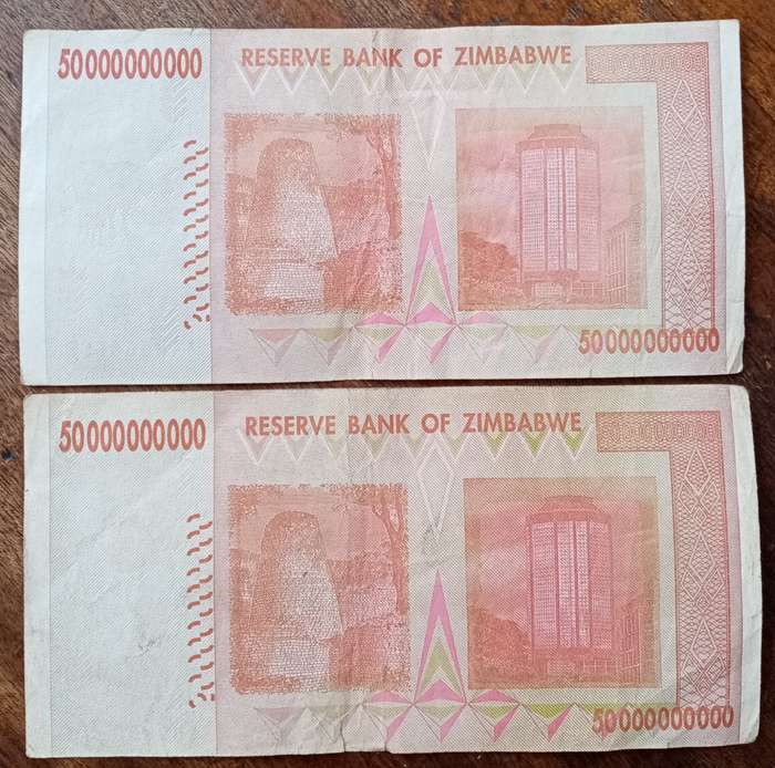 2008 Reserve Bank of Zimbabwe Fifty Billion dollars.