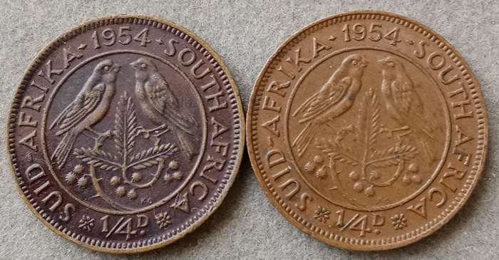 1954 Union 1/4 penny set (2 coins)