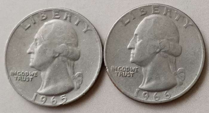 1965/1966 USA Washington quarter dollar set