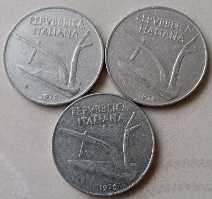 1972/1974/1976 Italy 10 Lire