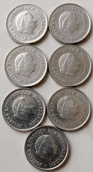 Lot of x7 Netherlands 25c coins (1971-1980)