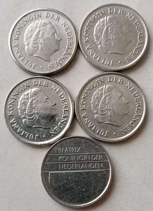 Lot of x5 Netherlands 10c coins (1968-1983)