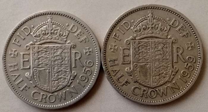 1956 and 1959 British half crown set