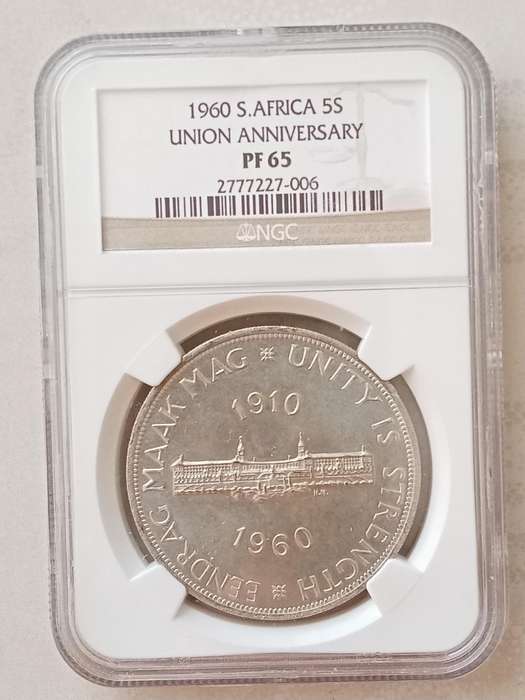 1960 Union proof silver 5 Shillings NGC PF65.
