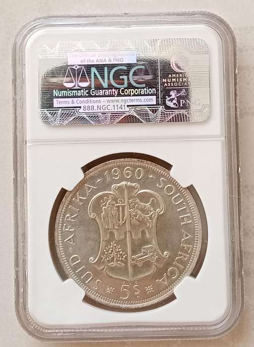1960 Union proof silver 5 Shillings NGC PF65.